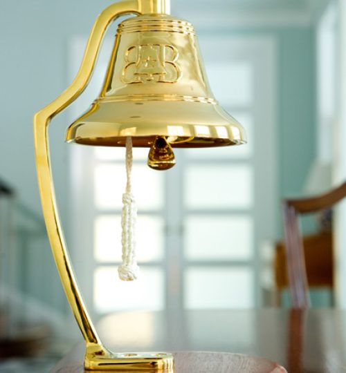 Photographs taken of a 6" Gold Plated Bellingham Bell, images were captuerd at the Falmouth Residence of the Culleys.
Photograph taken by Portland, Maine based photographer Jeff Scher.